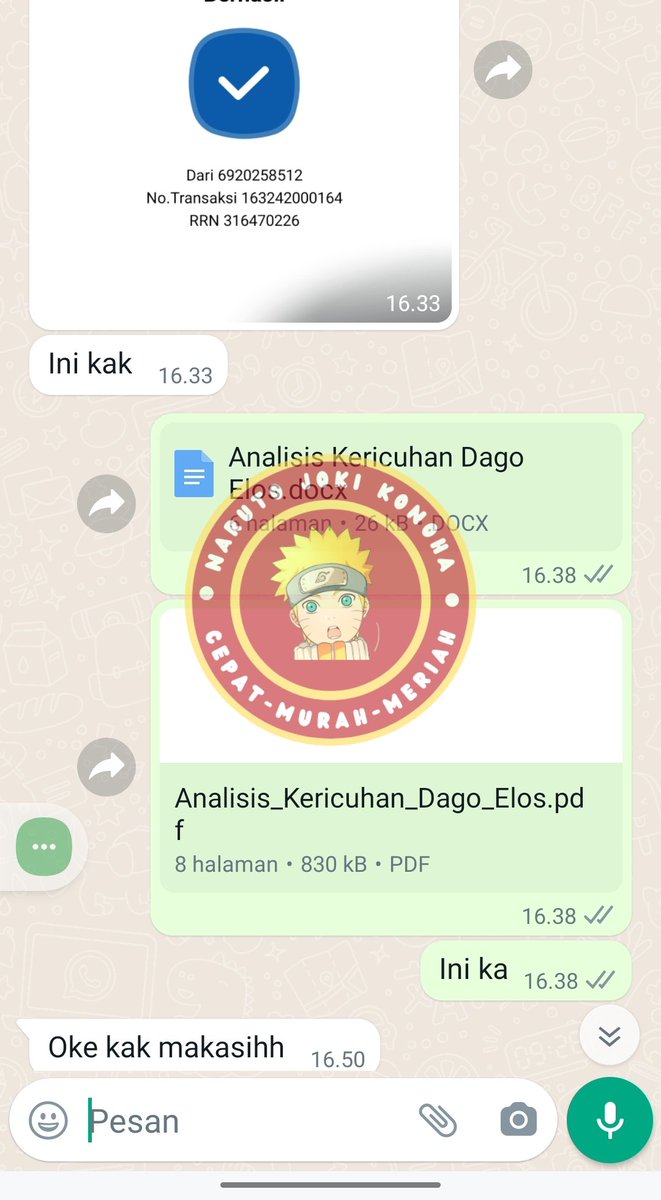 Halo semuanya!
Dah lama ga post nih. Om Naruto masi buka joki tugas ya, bisa banget bantu joki makalah, essai, artikel, review, skripsi, tugas sekolah, dll. Langsung aja ke wa.me/message/KAM763… Ditunggu!
#Christmas2023 
#NewYear2024 
#zonajajan 
#ZonaBA