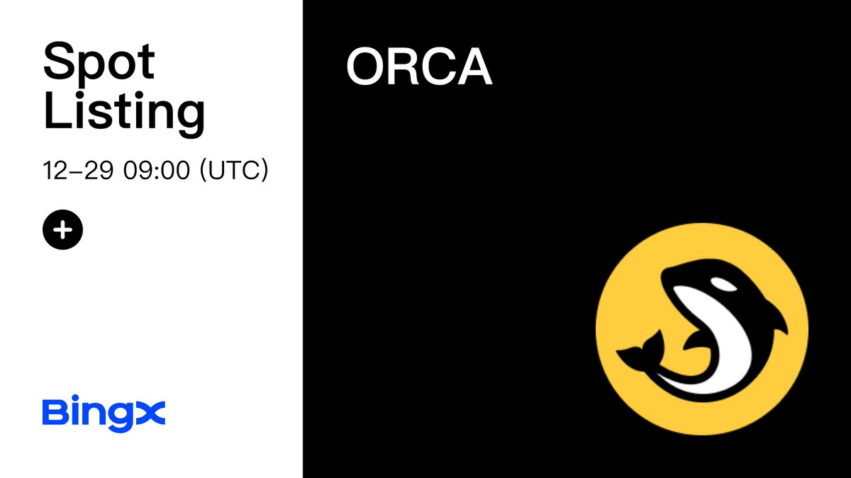 BingXOfficial's tweet photo. 📢 Spot New Listing
$ORCA gets listed on #BingX! 
🔹Trading Pair: ORCA/USDT
Trade Now 👉 https://t.co/Xi4BuWe4Zu

$100 in ORCA #Giveaway for 5 BingX fam &amp; this tweet:
✅ Follow @BingXOfficial &amp; @orca_so 
✅ RT + Tag 3 friends https://t.co/qY0CY9Gb84