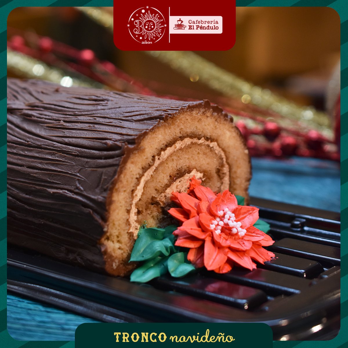 El_Pendulo's tweet image. 🍰¿Ya probaste nuestros #postres de temporada? Tienes hasta el 31 de diciembre para degustar este delicioso #tronconavideño: #bizcocho sabor vainilla, con café y crema, cubierto de ganache de #chocolate.