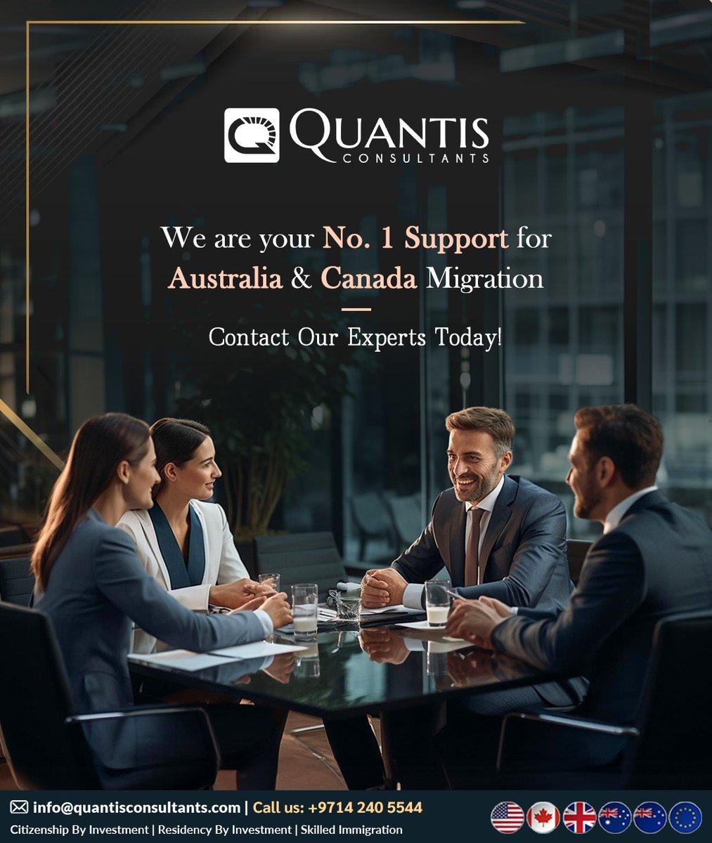 QuantisUAE's tweet image. Experience a hassle-free migration journey to Australia or Canada with Quantis Consultants, your trusted migration advocates. 

Call us at: 📲+971 4 240 5544 
📩info@quantisconsultants.com 
or visit: bit.ly/3jKNd2O

#QuantisConsultants #immigration #visa #immigrants