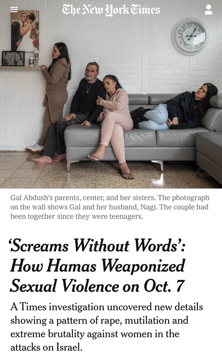Israel's tweet photo. Warning: graphic content

There are not enough words to describe the horror inflicted on Israeli women on October 7th. 

They were raped. Their bodies mutilated. All while their evil tormentors laughed and murdered them one by one. 

Read every word in this article. For the victims. For humanity.

#BelieveIsraeliWomen 

https://t.co/SbIxL3mm4r