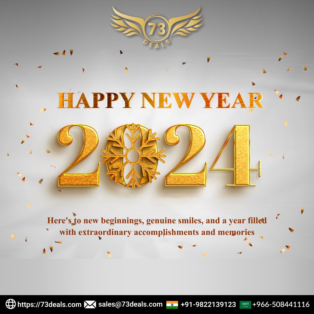 73Deals's tweet photo. ✨Here's to another year of fruitful partnerships and shared successes. Happy New Year from the #73DEALS family! 🎉🥳
🌐 https://t.co/smIZElylpy

#ImportExport #India #globalshipping #import #export #importexportcompany #exporter #ExportingSuccess #ImportingGoods #ExportersClub https://t.co/an64wQJBYU