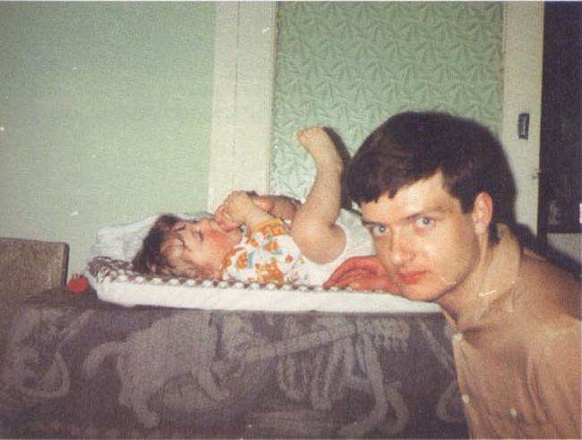 Ian Curtis, singer for ’70s rock band Joy Division, posing with his infant daughter just five days before he took his own life in 1980.