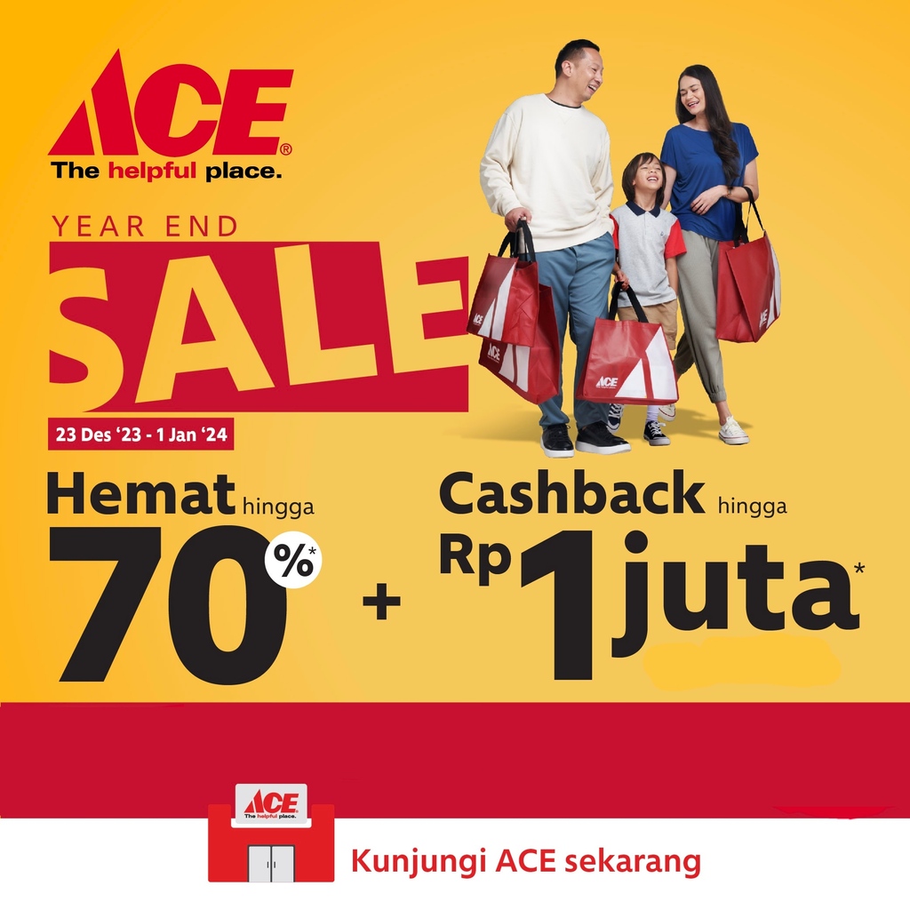 PondokIndahMall's tweet photo. ACE YEAR END SALE

Belanja Hemat hingga 70% + Cashback hingga Rp1juta #BisaKejadian di #ACEIndonesia

Belanja kebutuhan akhir tahun semuanya #AdadiACE promo berlaku dari 23 Desember 2023 - 1 Januari 2024. https://t.co/3daCDW8ivX