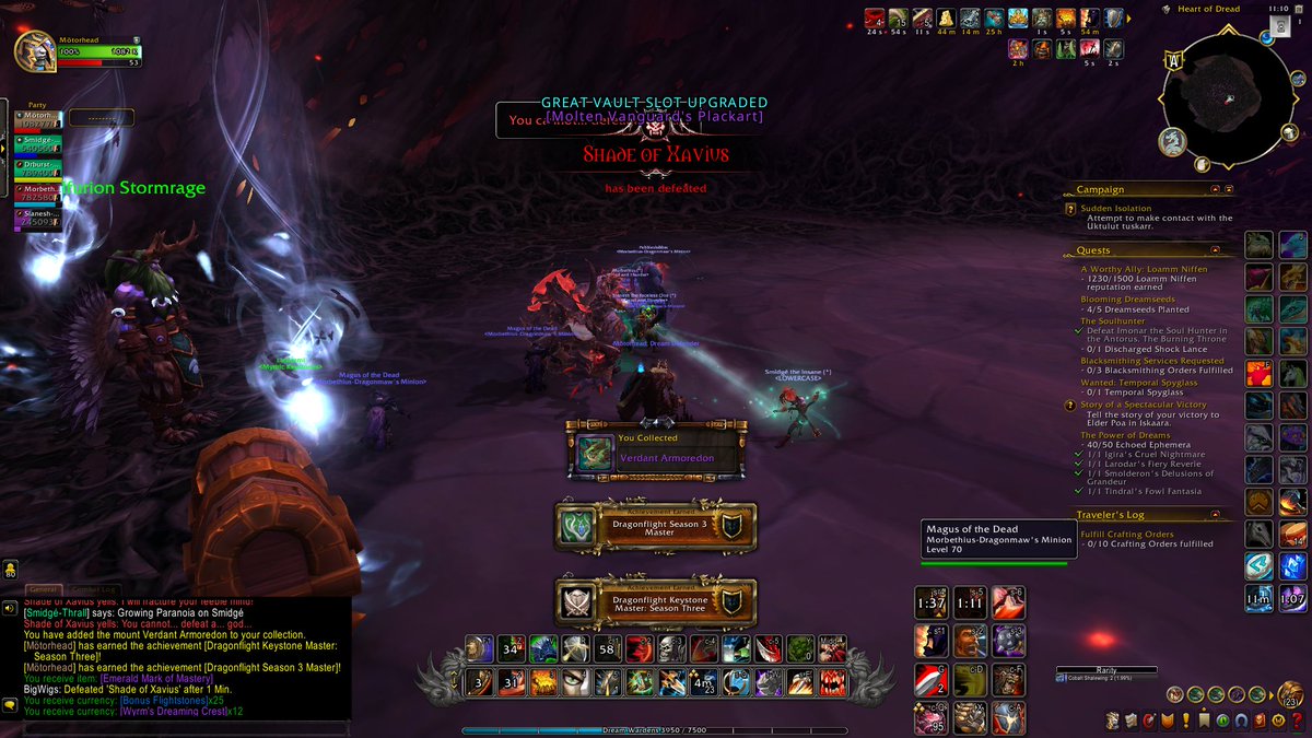MotorheadWoW's tweet photo. Keystone Master Season 3 done! Just one more left for DF. Im thinking the last color will be purple / something similar #Warcraft #KeystoneMaster @Warcraft https://t.co/TPF7V8YmXe
