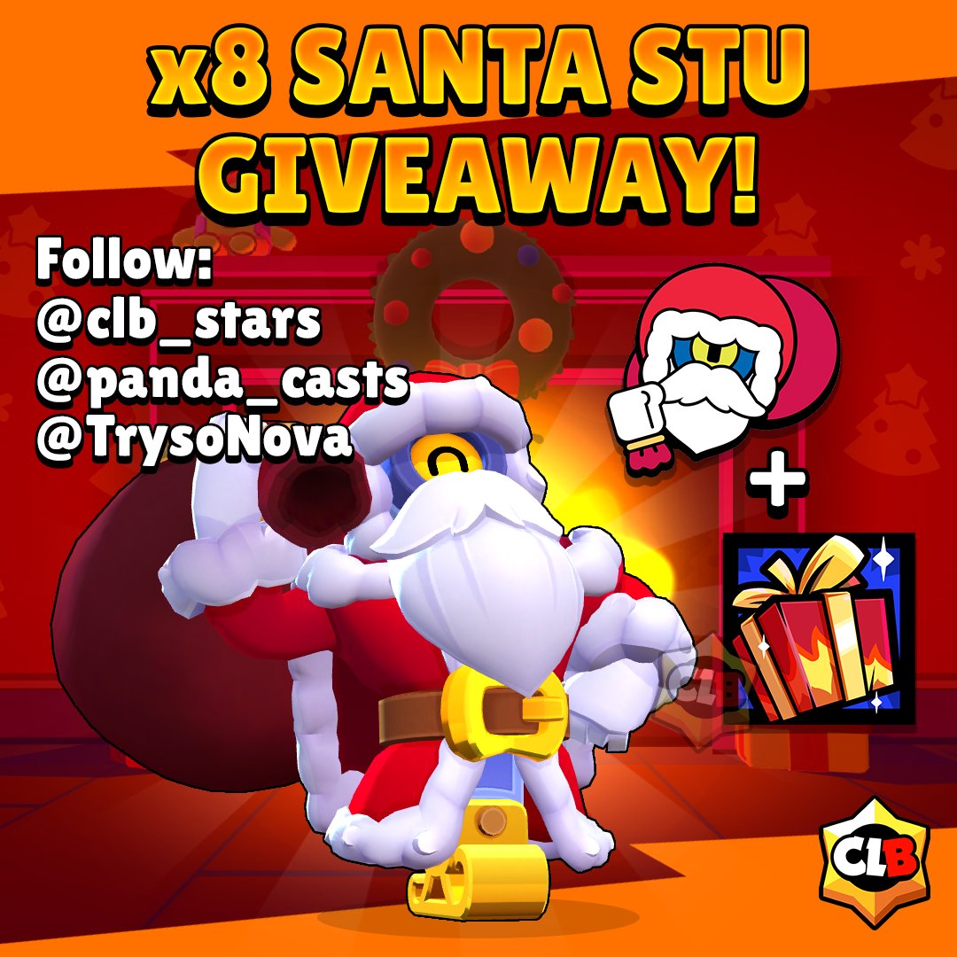 clb_stars's tweet photo. 8x #SantaStu Giveaway! 🔥

To enter:
• Follow @clb_stars, @panda_casts, @TrysoNova 🤝
• Like &amp; Repost ❤️♻️
• Comment your favourite twitter page in the brawl community 👇
• Optional: Subscribe to https://t.co/GPo7oHz9pV &amp; https://t.co/sMag6wa9WL for Good Luck in 2024! 😉 https://t.co/zbGvMT5RGE