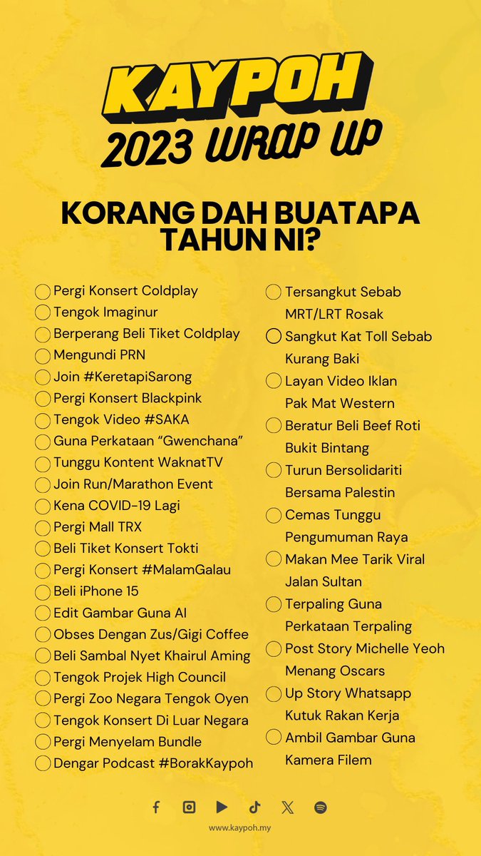 kaypohmedia's tweet photo. Here’s 2023 wrap up template for you! 

Jangan lupa tag kami di igstory @kaypohmedia. RT dan sebarkan ke serata dunia! https://t.co/sef606W7MI