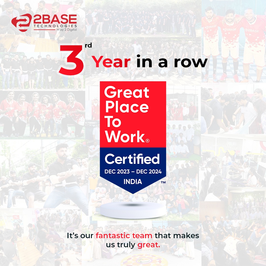 #2BaseTechnologies has secured three consecutive years as a certified #GreatPlaceToWork, highlighting a vibrant workplace culture and a robust team spirit. Wishing them continued success in the future!

#KeralaIT #KeralaITParks #InfoparkThrissur #InfoparkKochi #KeralaITParks