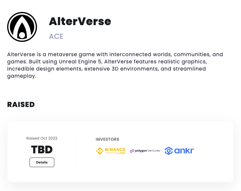 tippy_crypto's tweet image. ✅AlterVerse
(@AlterVerseGame)

・BinanceLabsやPolygon Venturesから出資
・ハイクオリティなGame / Metaverse PJ
・ $AVC トークンあり
・フリミンNFTのWL申込みを開催中
・無料参加・簡単なフォーム提出のみ
alterverse.typeform.com/to/G8XCysqV?ty…

当たるといいな🙂
#AlterVerse #BinanceLabs #NFT
