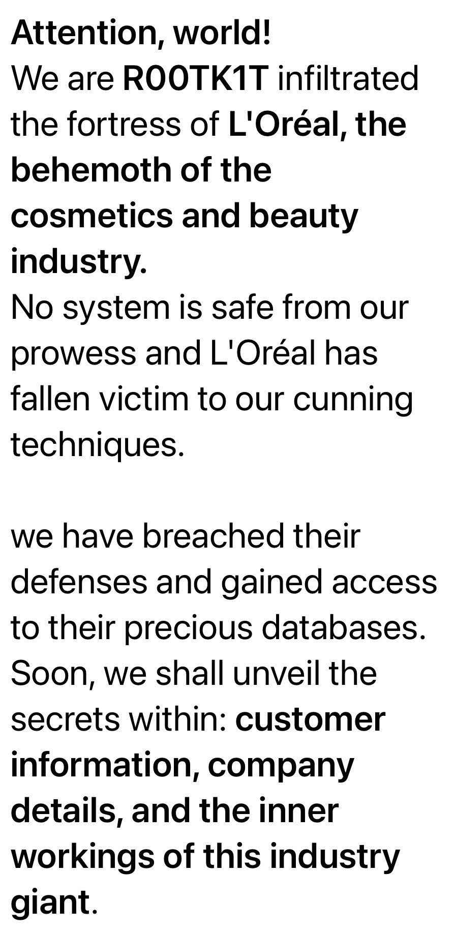 L'Oréal Veri İhlali İddiaları