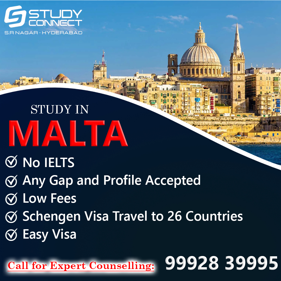 Discover the Mediterranean gem for your education! 🏝️✈️ Study Connect SR Nagar Overseas Education Consultancy brings you an opportunity to explore Malta's vibrant culture and excellent education. 

#StudyInMalta #GlobalEducation #MaltaAdventures #StudyInMalta #MaltaEducation