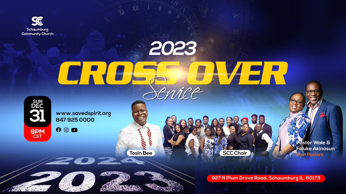 RCCGSCC's tweet photo. 🌟 2023 CROSSOVER NIGHT SERVICE 🌟

Join us as we step into the new year with faith and celebration! 🎉

🗓️ Date: Sunday, Dec 31st
⏰ Time: 9 PM CST
📍 Location: 927 N Plum Grove Road, Schaumburg IL, 60173

Get ready for a night filled with uplifting music and powerful messages! https://t.co/Os9T0NHRkl
