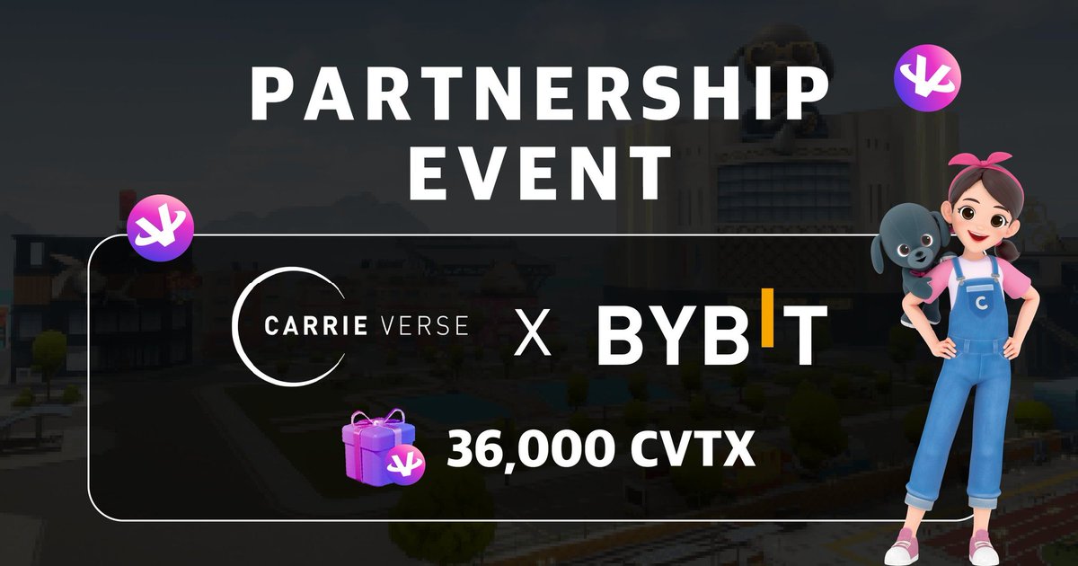 🚀 Join the Carrieverse x Bybit Event! 🎉 Sign up on Bybit, win CVTX! 📅 2023–12–20 5:00:00 PM ~ 2024–01–19 11:59:59 PM (GMT+9) 💰 Total Prize: 36,000 CVTX 🎁 First 1,000 sign-ups get 20 CVTX! More Detail: bit.ly/3NEVgOX