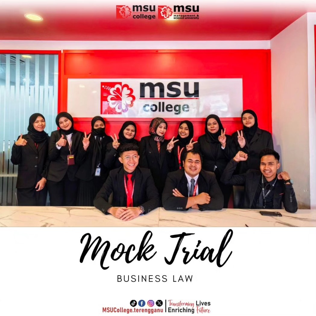 MSUcollege_trg's tweet photo. This mock trial session is important to expose students to the actual procedure of court cases and promoting confidence in public speaking.
#msucollegeterengganu
#msumalaysia
#msu4life πΊ
#lovefromMSU
#MSUrians
#go2MSU πΊ
#mocktrial
#businesslaw https://t.co/8YTew4nUL8