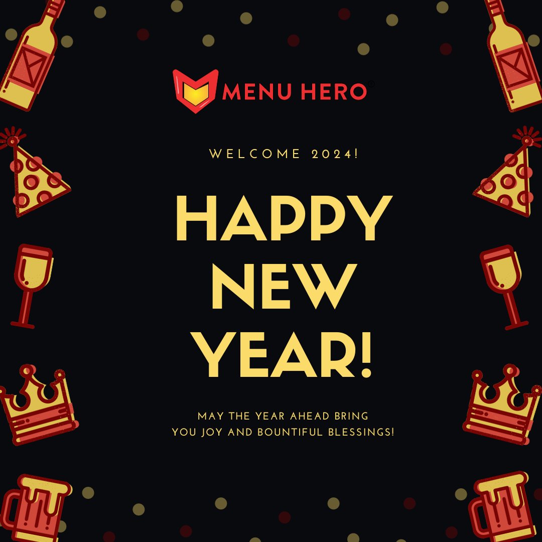 The_MenuHero's tweet image. Raise your glasses to a flavorful New Year ahead! 🎉
May your e-menus enchant, your flavors captivate, and your diners' experiences be extraordinary. 🍽️
#emenu #menudesign #restaurantmarketing #menuhero #menuherobyINNsight #NewYear #NewYear2024 #Welcome2024 #HappyNewYear