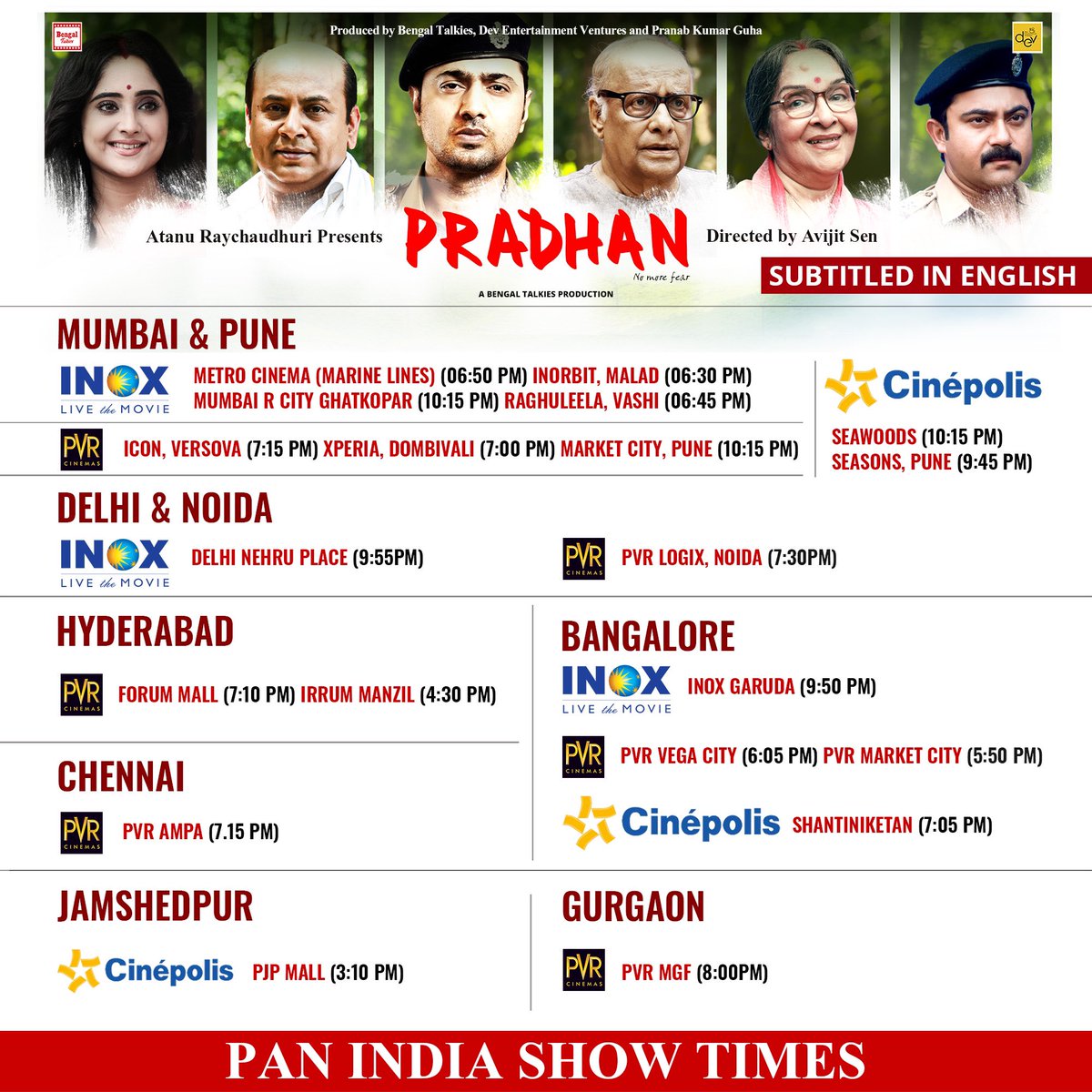 devpl_official's tweet photo. #Pradhan is set to win hearts all across India.
Presenting the Pan-India Hall List for the opening week.
Book your tickets:
https://t.co/Z7lvhIwiMZ
#NoMoreFear #InCinemasNow #ThisWinter #BookNow https://t.co/eQ6WpuNsrk