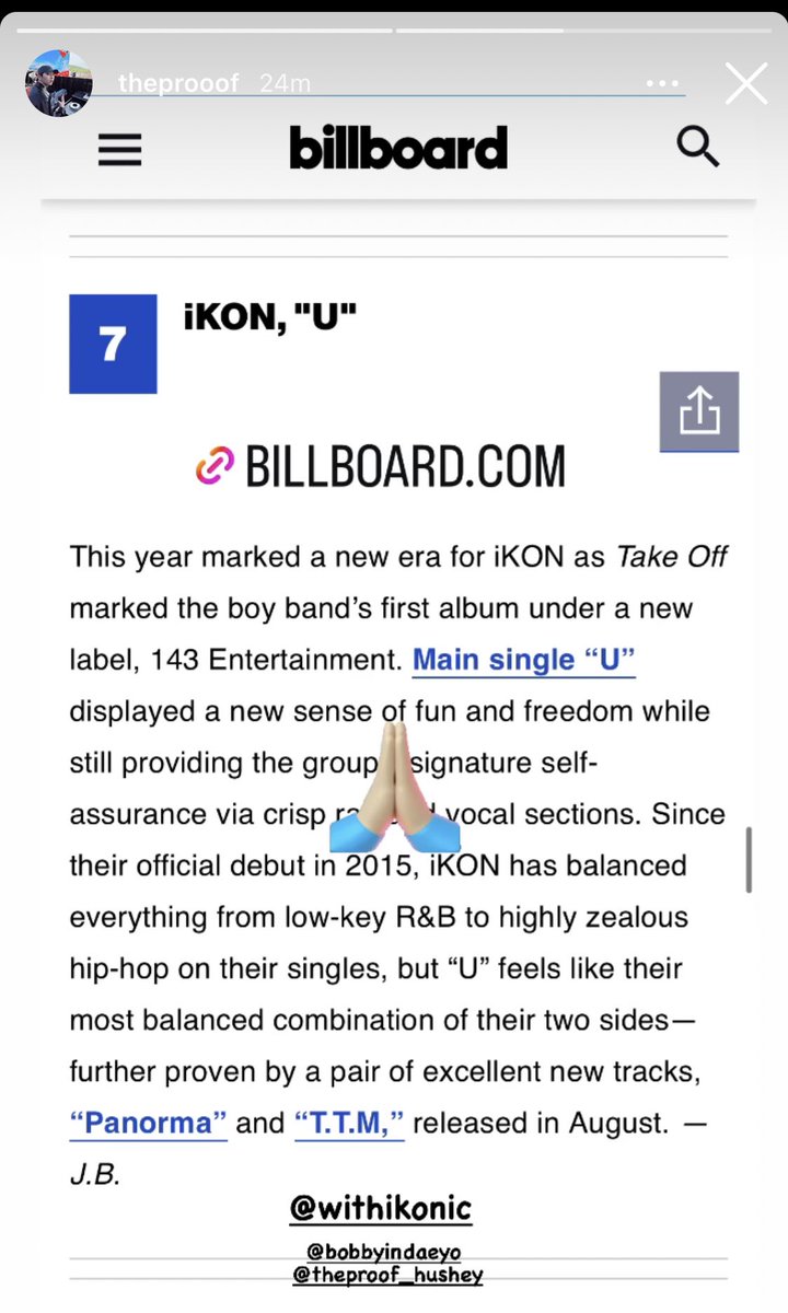 trulybobbys's tweet photo. the proof and manager yun share about iKON entered the best of KPOP songs of 2023 by billboard💗

iKON’s team🫶🏻 https://t.co/8o27CLbwbW