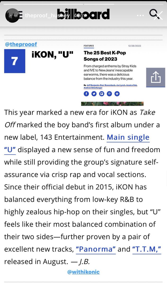 trulybobbys's tweet photo. the proof and manager yun share about iKON entered the best of KPOP songs of 2023 by billboard💗

iKON’s team🫶🏻 https://t.co/8o27CLbwbW