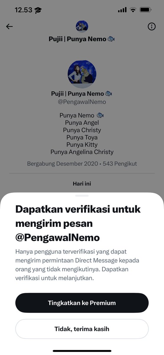 SukaJeni's tweet photo. @PengawalNemo Ga bisa kak Coba kakak dm duluan soal nya dari tadi kyk gini https://t.co/d9rqFUkCKk
