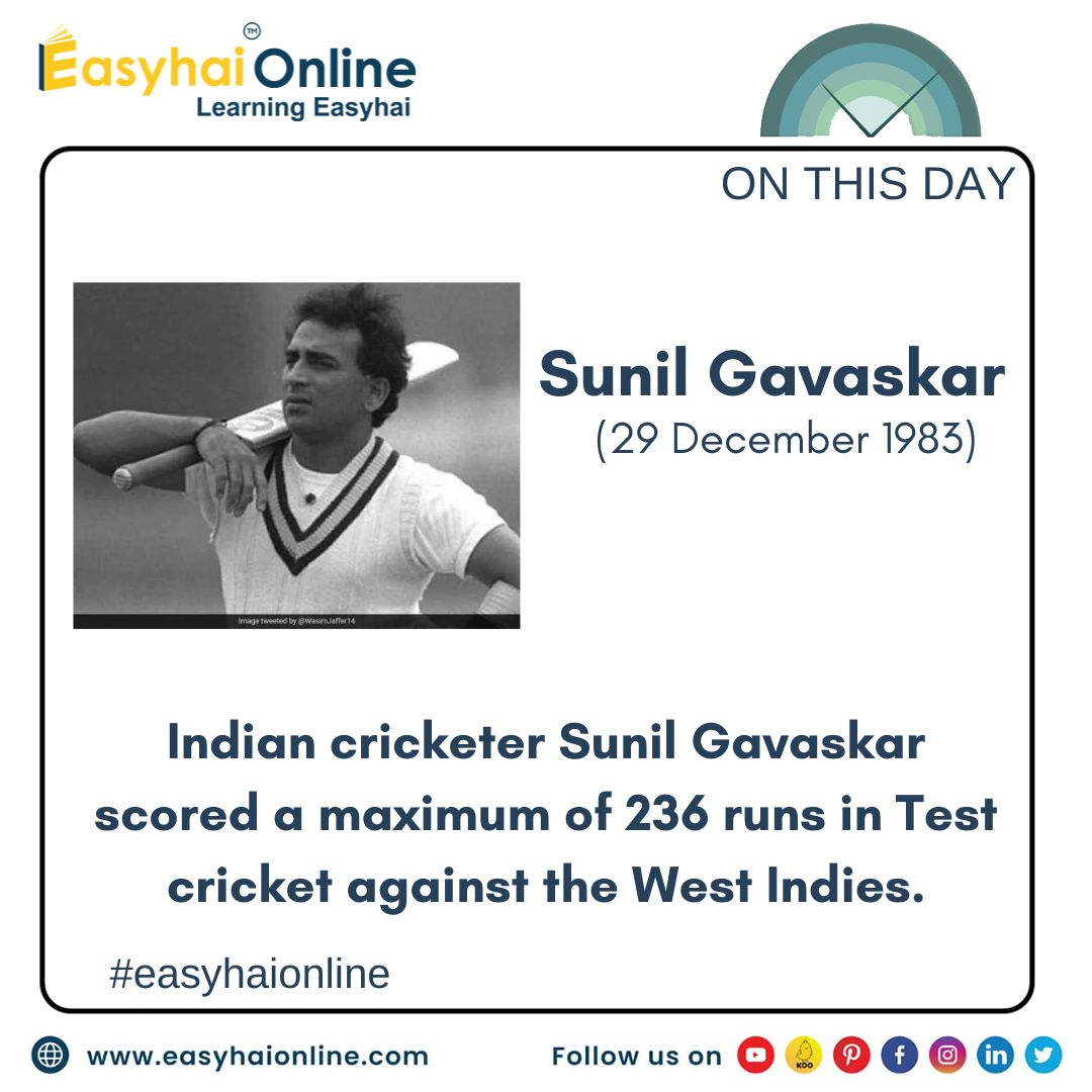 easyhaionline's tweet photo. On this day, the 29th of December, various fantastic events and tragic incidents took place in India.
#onthisday #easyhaionline #education #edu #upsc #india #citizenship #shrilanka #neet #student #noida #december #newyear #westindies #cricket #sunilgavaskar https://t.co/cK18Pk738C