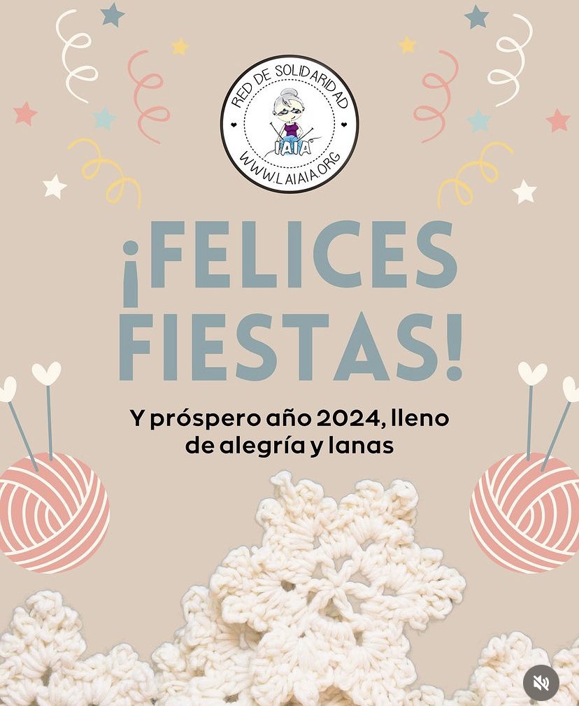 Os queremos desear una muy Feliz Navidad y un próspero año 2024, lleno de alegría y lanas.

Gracias por el trabajo y el esfuerzo que habéis realizado durante este año tejiendo para que otras personas puedan estar un poquito mejor y levantarles una cálida sonrisa.
