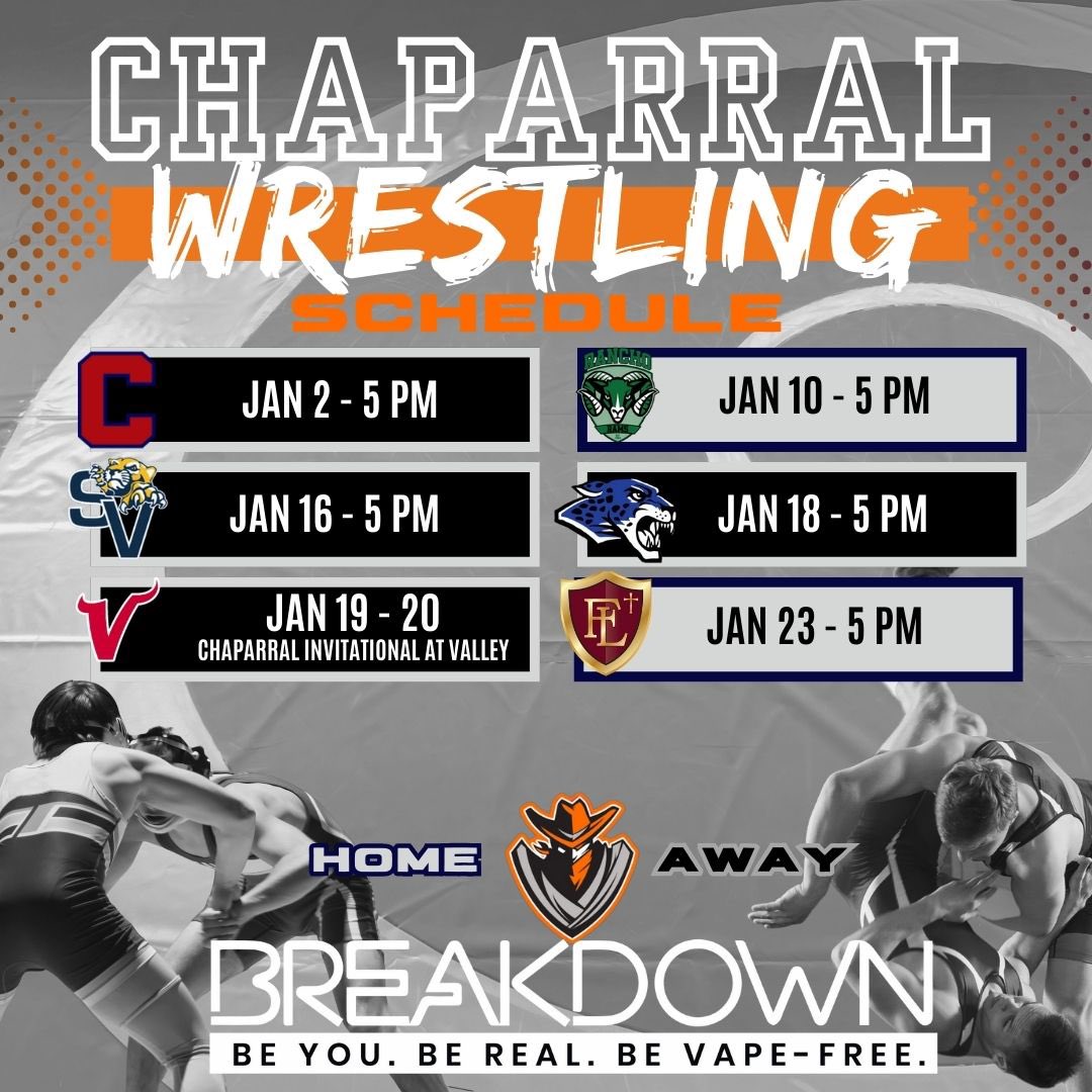 BreakDown is proud to announce our partnership with CCSD Wrestling teams for the 2023-2024 winter season. 💪🏽 Best of luck & thank you for joining our movement to live vape-free! 🚭 Tell your coach/school to join the BreakDown movement next season. ➡️ #BeYouBeRealBeVapeFree