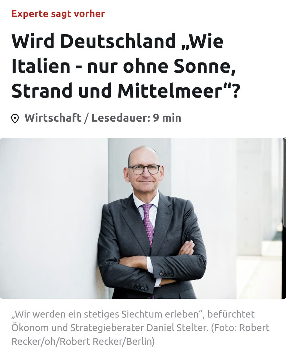 ChristophCanne's tweet photo. Daniel Stelter @Thinkbto bringt das Problem mit der Schuldenbremse auf den Punkt.

Selbstverständlich müsste das Land Geld in die Hand nehmen - für Bildung, Digitalisierung und Infrastruktur, aber:

"Wenn man der Politik wieder erlaubt, mehr Schulden zu machen, wird sie das Geld vermutlich wieder für die falschen Dinge ausgeben - für soziale Wohltaten und eine wenig sinnvolle Klimapolitik. Sobald wir die Schuldenbremse lockern, werden wir sehen, wie die Politik das Geld erneut verplempert."

https://t.co/zHHkNuiXn8