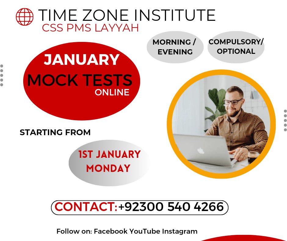 timezone_instit's tweet photo. 🟥 CSS January Mock Test 

#mocktest #evaluations #Assessments #mentors #testseries #fulllength #mocks  #Compulsory #OPTIONALS 
#csspreparation #CSSExam #PMS #morningbatch #eveningbatch  #OnePaperMCQs #cssaspirants #datesheet  #timezoneinstitute #css #PCS #timezone #Layyah https://t.co/nvACP7jT7t