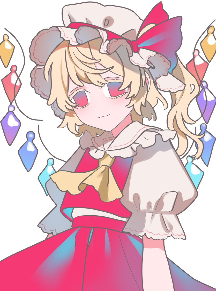 flandre scarlet ,hakurei reimu ,remilia scarlet multiple girls wings 3girls bow hat mob cap yin yang  illustration images