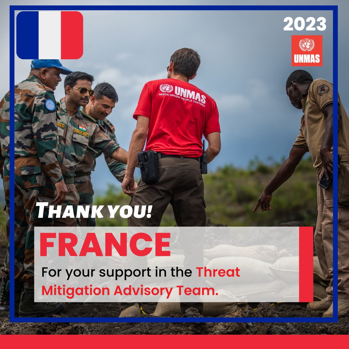 UNMAS's tweet photo. ๐ #Merci, ๐ซ๐ท France, for your invaluable support in the Threat Mitigation Advisory Team throughout 2023.
_____
#23UNMAS
@franceonu @FranceONUGeneve https://t.co/o9CXQK20jj