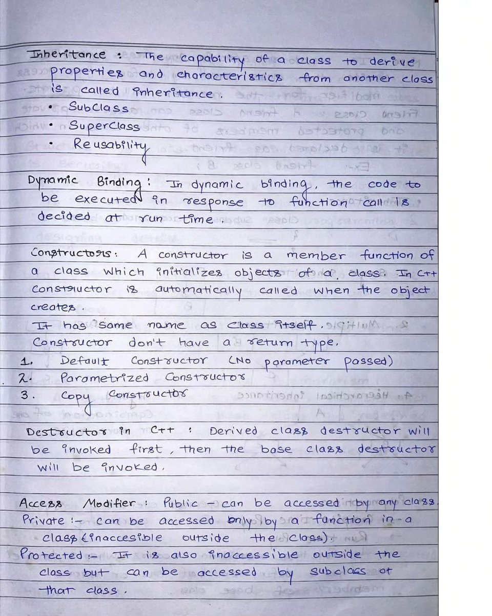 Krishnasagrawal's tweet photo. Neat and Clean OOPS Handwritten Notes 📘

Just Free Of Cost!! 

Simply: 1. Follow me (So that I can DM)

 2. Like and Repost 
3. Comment "OOPS" to receive your copies. https://t.co/xcGXk6KICD