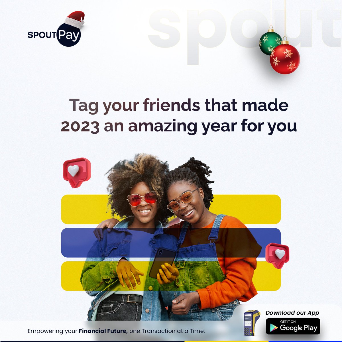 spoutpay's tweet photo. Tag those incredible friends who turned 2023 into a year of unforgettable moments and shared joy. Cheers to the ones who made this journey extraordinary! 🎉 

We are waiting for you in the comment section below 👇🏽 https://t.co/N2qvw8jfat