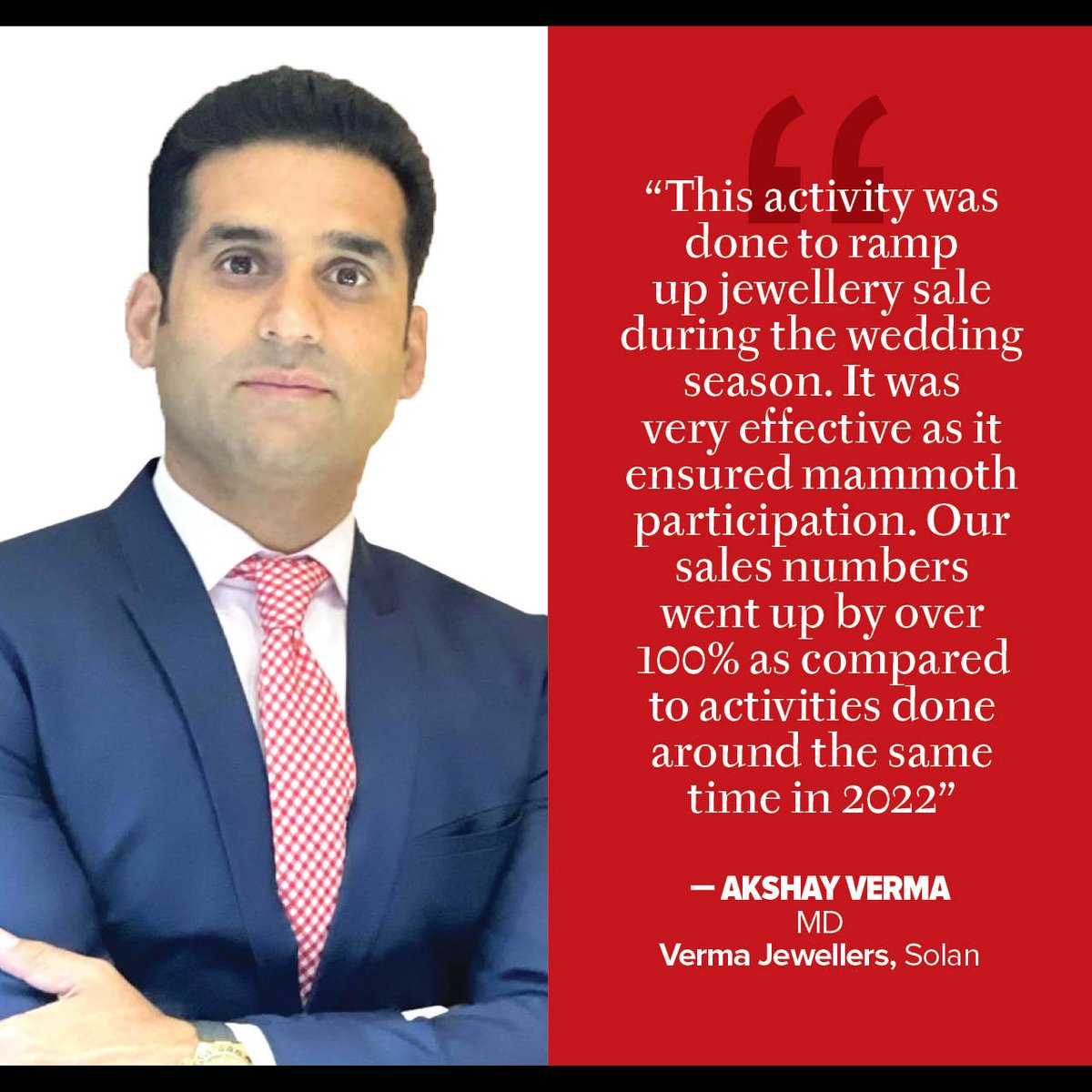 retailjwlrindia's tweet image. Verma Jewellers bumps up wedding season sale by over 100% with lucky draw competition. The brand had distributed over 50,000 coupons as part of the activity. 

Tap the link to read more: retailjewellerindia.com/verma-jeweller…
.
#theretailjeweller #vermajewellers #Luckdraw