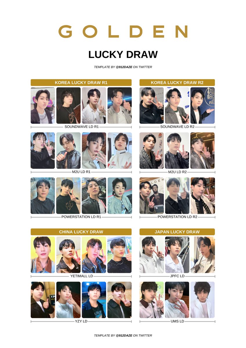 JK - GOLDEN All 35 (!!!) Lucky Draw LD PCs have been revealed