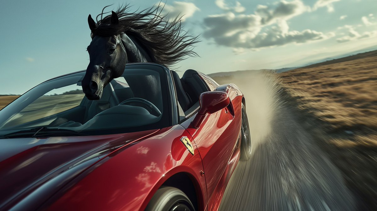 Polara_AI's tweet photo. Photo of a black horse driving a red Ferrari sports car --ar 16:9 --v 6

Created by #Midjourney #V6 and upscaled by #Magnific upscaler.

#midjourney6 #v6 #magnific #upscale #aiart #aigen #generstive #portrait #photorealism #4k https://t.co/vLmrp06lRF