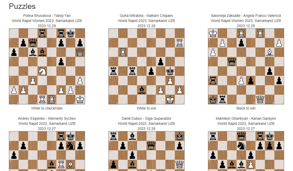 The best #chess puzzles from the World Rapid Championship! #RapidBlitz 
chesspuzzle.net/List/9490