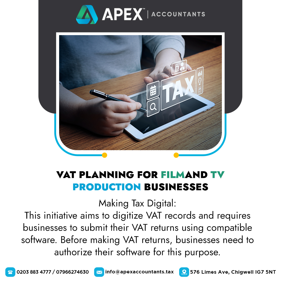 VAT Planning for Film and TV production businesses

Making Tax Digital for Film and TV production businesses:

#Apexaccountantstaxadvisers #TVTaxation #CreativeFinance #VATAdvice #Production #Accounting