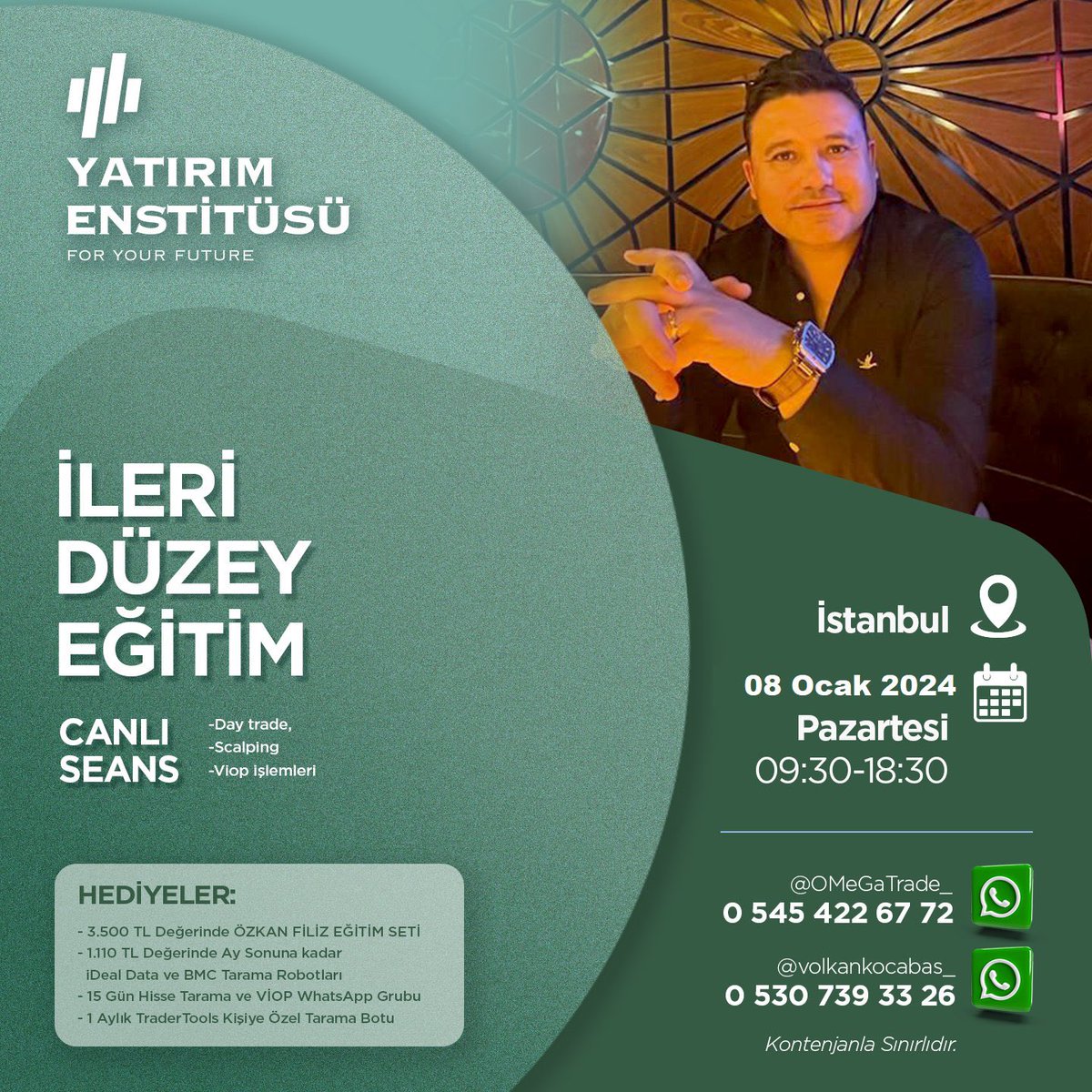 Özkan Filiz (@zknflz) on Twitter photo Yılbaşı Hediyeleri
1 Kişiye istediği zaman Canlı Seans dahil katılmak istediği yüz yüze <a href="/YatirimEnstitu/">Yatırım Enstitüsü</a> eğitimi hediye.
Rt yapanlar arasından seçeceğiz. Yılbaşı Hediyeleri
1 Kişiye istediği zaman Canlı Seans dahil katılmak istediği yüz yüze <a href="/YatirimEnstitu/">Yatırım Enstitüsü</a> eğitimi hediye.
Rt yapanlar arasından seçeceğiz.