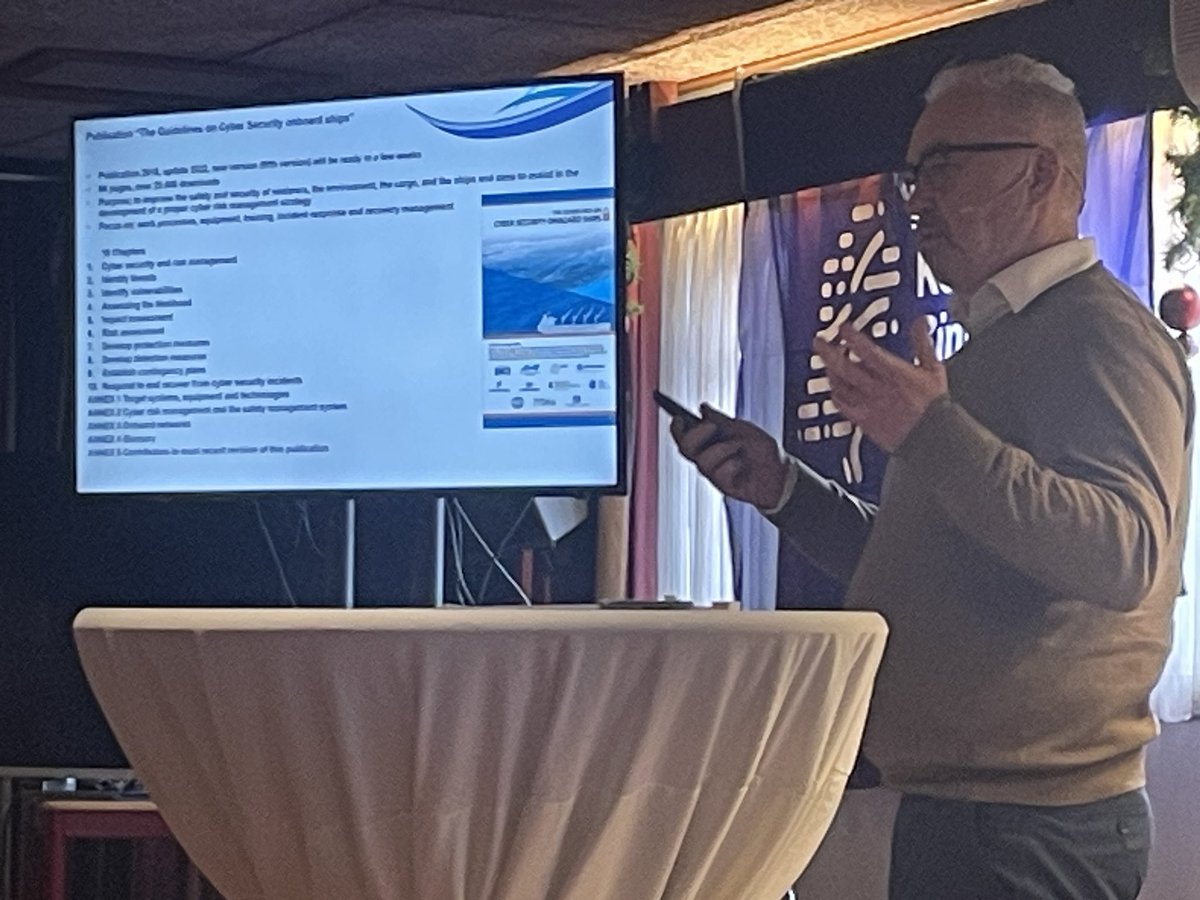 Ton Mol (wereldorganisatie OCIMF) maakt data over cybersecurity in zee- en binnenvaart concreet. Met tips voor opbouw cyber risks management systeem #telematicadag