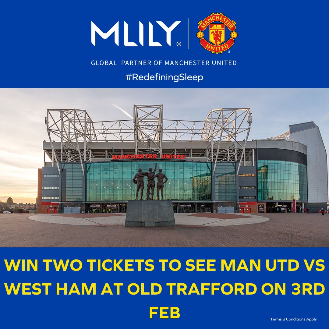 COMPETITION TIME: We’re giving one lucky person a chance to #WIN two tickets to see Man Utd play West Ham at Old Trafford.
FOLLOW @Mlilyofficial, RETWEET the promotional post and COMMENT on the promotional post, telling us whom you would take to the match &amp; why?
T&amp;C’s in bio.