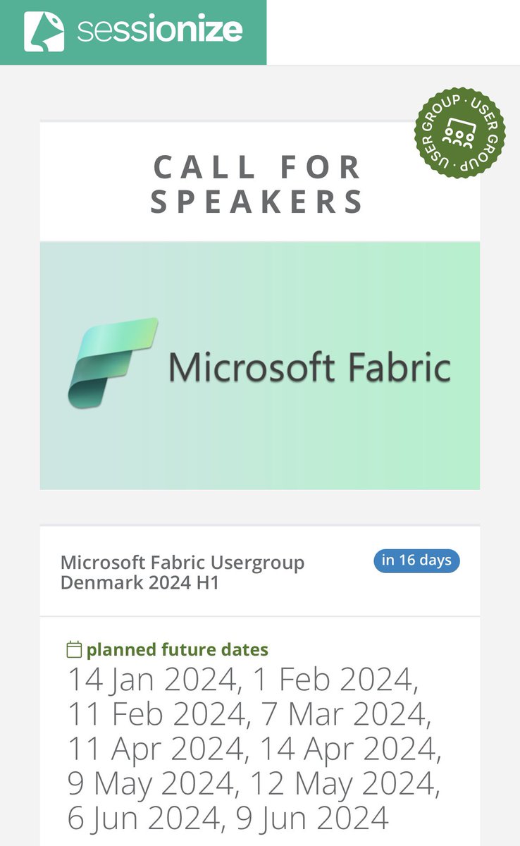 🚀 New Year, New Goals! Join the Danish MS Fabrics User Group as a speaker in 2024. Share your expertise in #Data #AI & #Azure 🔹 Inspire & Connect 🔹 Showcase Your Knowledge 🔹 Elevate the Community 📢 Submit here: sessionize.com/fabricdk2024H1/ #CallForSpeakers #mvp