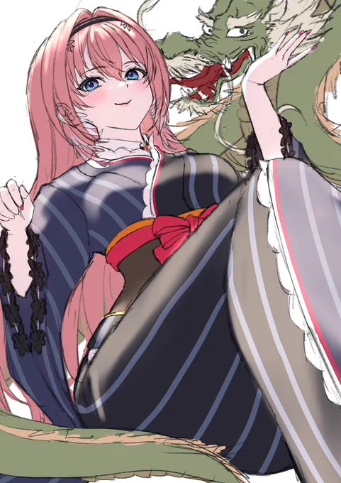 正月ルイちゃん描いてる 
