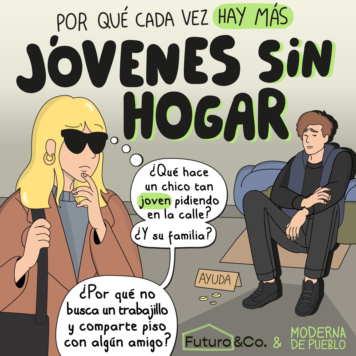 ModernaDePueblo's tweet photo. ¿Qué tal fue vuestra juventud? ¿Cómo imaginabais el futuro a esa edad? @futuroandco  es un proyecto que se dedica a trabajar con jóvenes sin hogar. Lo hace yendo más allá de la vivienda y acompañando a estos jóvenes para superar su situación de sinhogarismo y que construyan su propio camino a la vida adulta de manera independiente. Tenéis más info en https://t.co/oUWdWvckmW 🧵 1/7