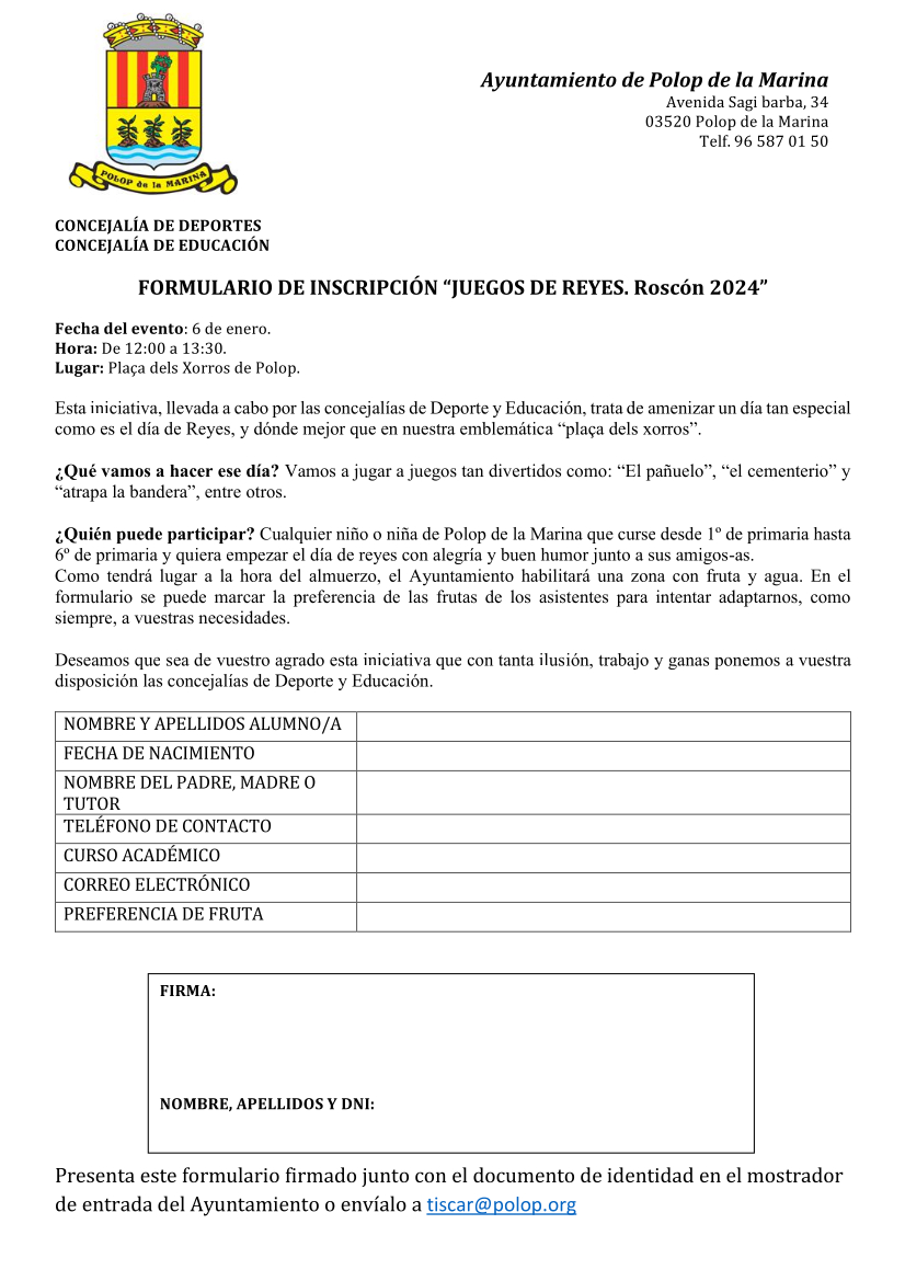 AjuntamentPolop's tweet photo. [val] El Dia de Reis és un dels dies més especials per als més xicotets i des de les regidories d'esports i educació volem oferir una jornada de jocs típics per a aquest tradicional dia 👑👑👑

https://t.co/ioMUwKp3Sd https://t.co/3DyfrrfFKr