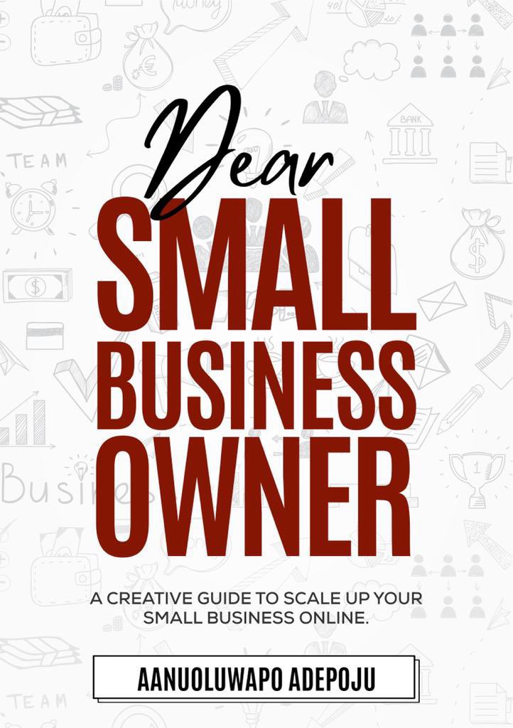 AanuoluwapoAd17's tweet photo. Get ₦1500 OFF every order of my ebook, #DearSmallBusinessOwner. Order between now and the end of tomorrow, the 30th.
Instead of paying ₦5000, you pay ₦3500.
Tell someone about this🚀 https://t.co/svSSo8NOAt