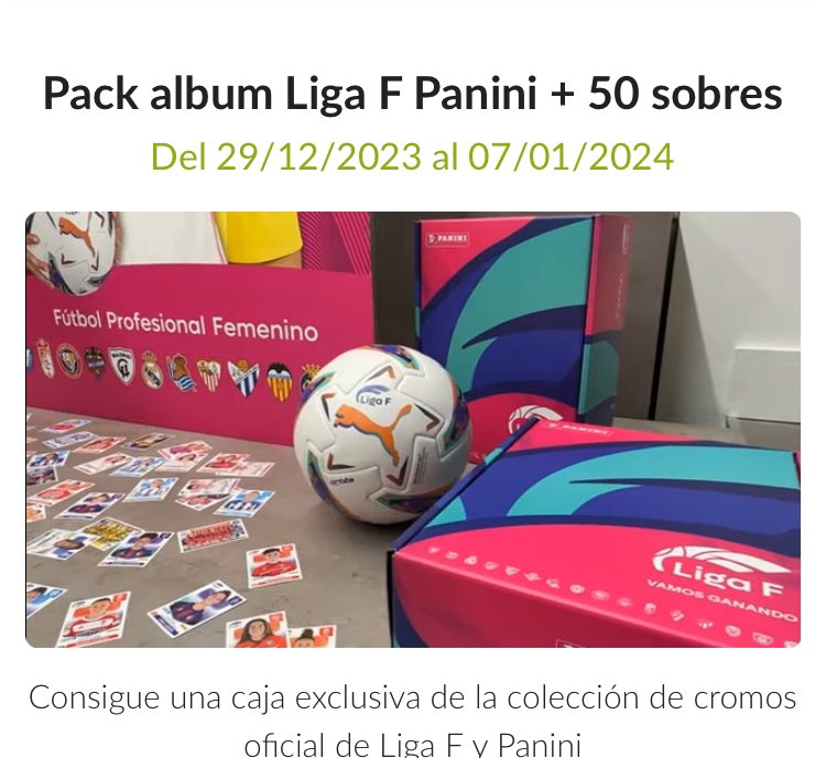 Futboleras's tweet photo. 🎁 Cerramos el AÑO con un NUEVO SORTEO #Futboleras

🏆 Como ganador/a puedes conseguir una caja exclusiva con Álbum oficial y 50 sobres. 

ℹ️ Sólo tienes que:

- Seguir el perfil oficial de @LigaF_oficial 

- Ser suscriptor/a free @futboleras 

#PaniniLigaF #VamosGanando https://t.co/VKneqnz3j4