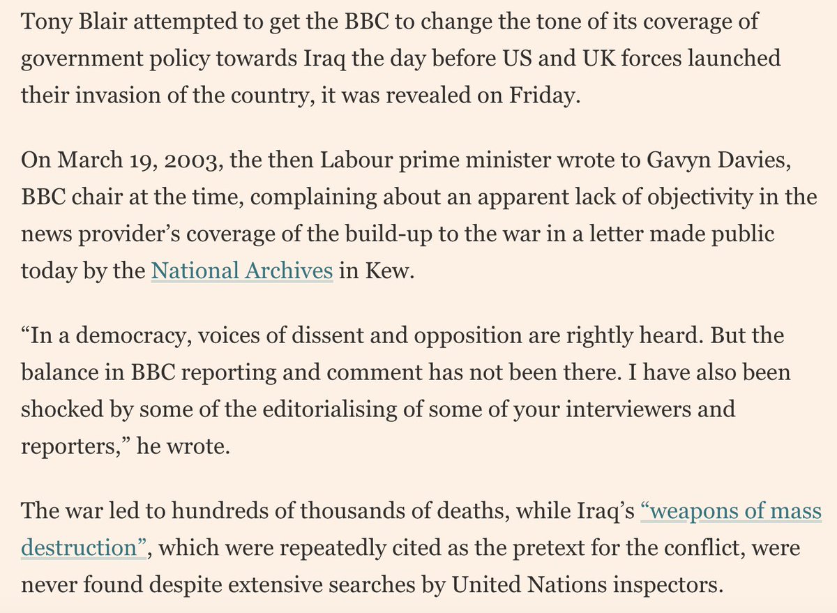 Blair tried to push the BBC to change the tone and 'balance' of its reporting on the Iraq War in 2003. w/ @PickardJE and @rafeuddin_ from the National Archives