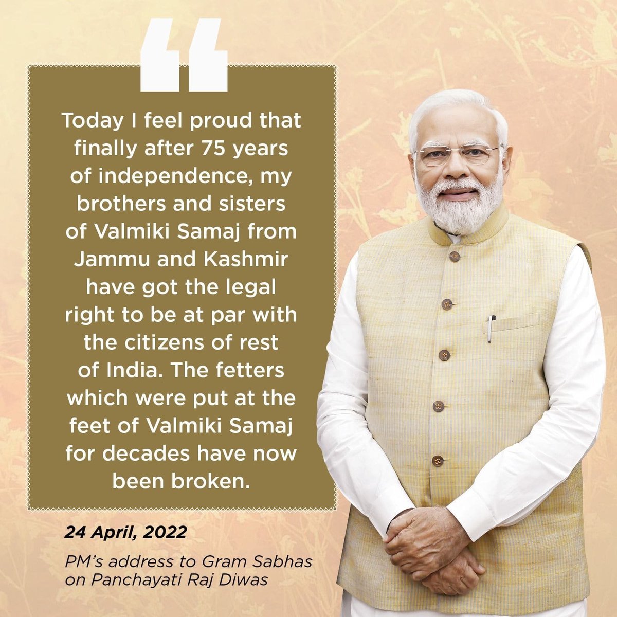 Sharads155's tweet photo. #NayaJammuKashmir
The Valmiki Samaj has been liberated with the abrogation of Article 370
via NaMo App https://t.co/UPesr9Pl4L
