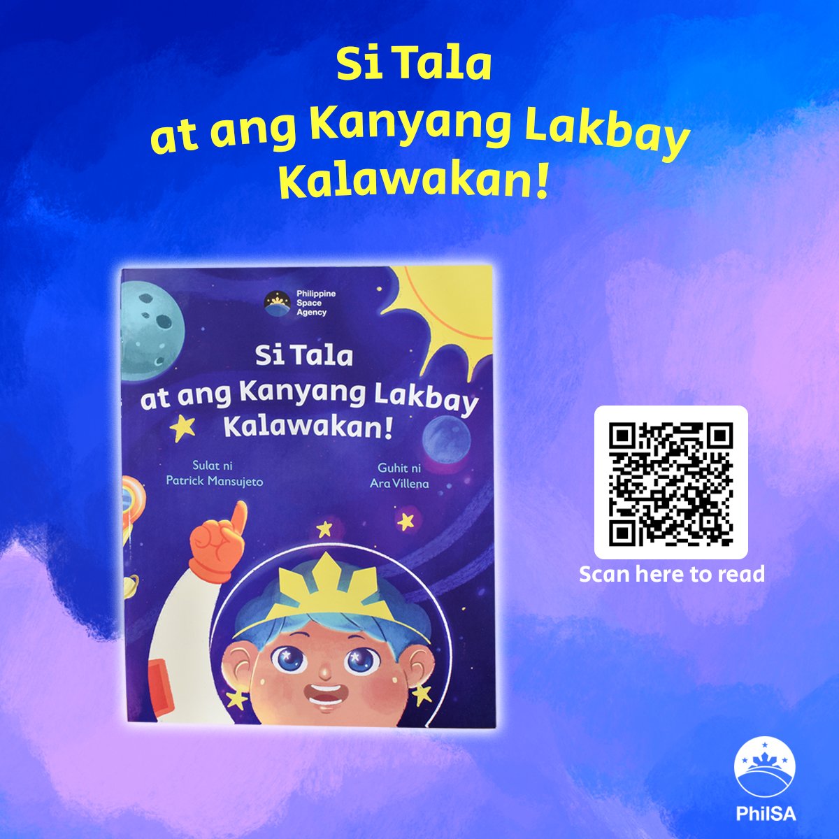 PhilSpaceAgency's tweet photo. Before the year ends, PhilSA invites kids and those young at heart to read “Si Tala at ang Kanyang Lakbay Kalawakan!”✨

Discover the United Nations (UN) outer space treaties and join Tala on her journey into space. 🚀

Read here: https://t.co/JE15MDfimv https://t.co/PQv1jGCRGD