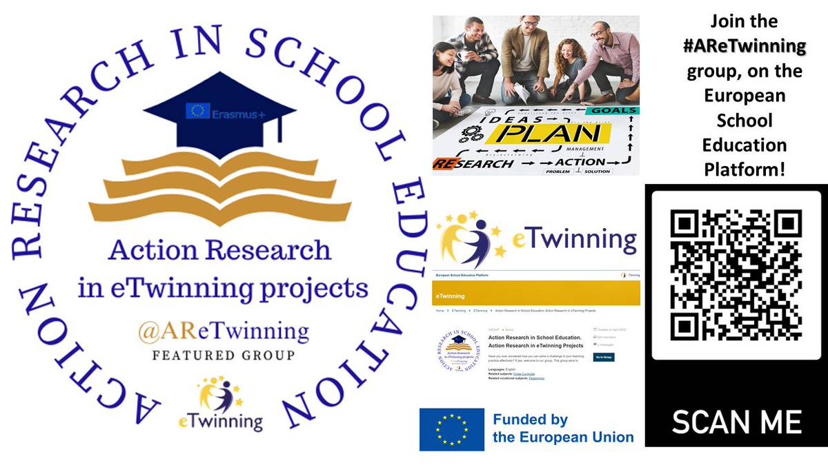 Invitation and link to join the Action Research in School Education. Action Research in eTwinning Projects #AReTwinning #eTwinning featured group, oon #ESEP #EUESEP: school-education.ec.europa.eu/en/etwinning/g…